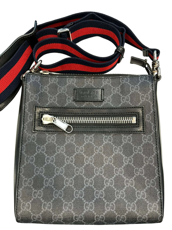 Gucci Web Strap Front Zip Messenger Bag GG Coated Canvas crossbody (Pre-owned) JWR8HCX