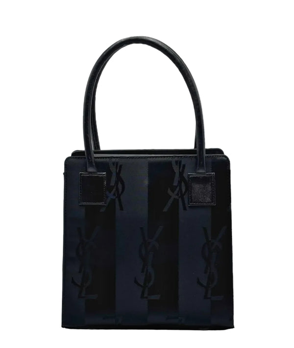 Saint Laurent Black Satin Tote Bag Vertical Stripes (Like new) 63BTXDG