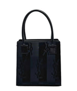 Load image into Gallery viewer, Saint Laurent Black Satin Tote Bag Vertical Stripes (Like new) 63BTXDG
