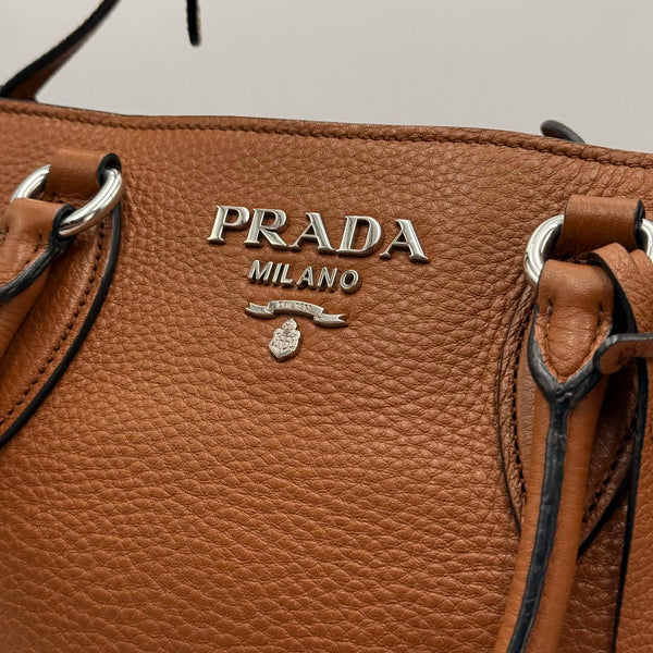 Prada Brown Vitello Phenix Convertible Tote Bag (Pre-owned)