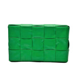 Load image into Gallery viewer, Bottega Veneta Paper Calfskin Maxi Intreccio Cassette Crossbody Bag Green (Like new) 6V9Q8Q7
