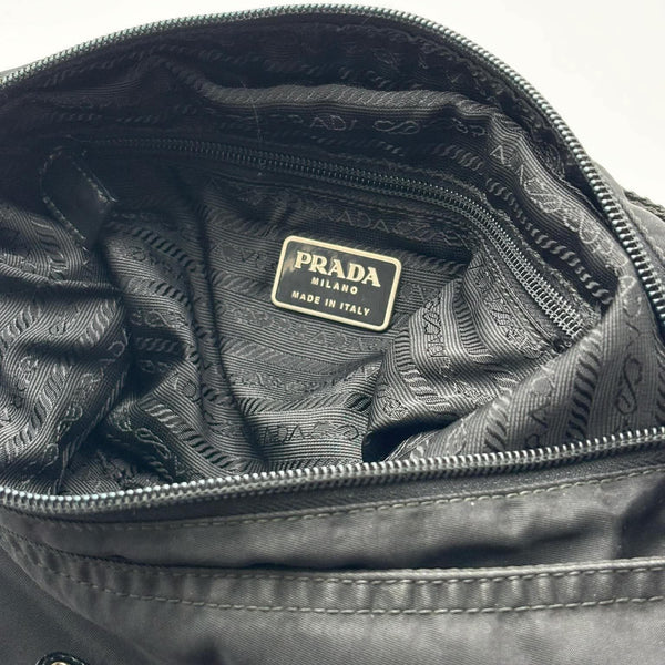 Prada Black Tessuto Nylon And Leather Shoulder Bag (Pre-owned)