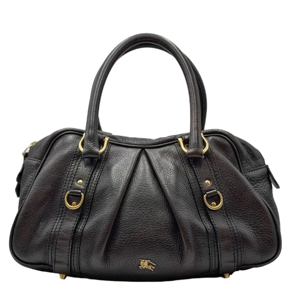 Burberry Dark Brown Leather Hand Bag (Pre-owned)