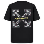 Load image into Gallery viewer, Off-White Couple Arrow Embroidery Rhinestone Short Sleeve T-shirt Black
