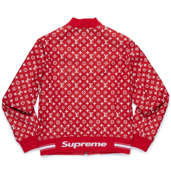 Supreme x Louis Vuitton Leather Baseball Jacket Red