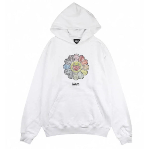 Takashi Murakami ComplexCon Swarovski crystal Flower Hoodie White