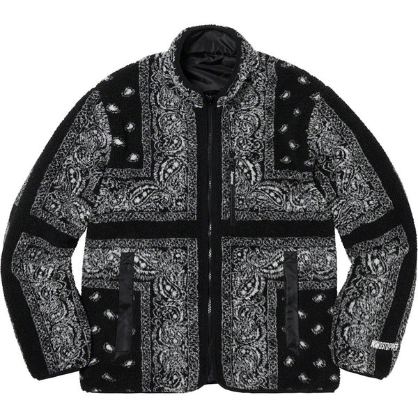 Supreme Reversible Bandana Fleece Jacket Black (2019)