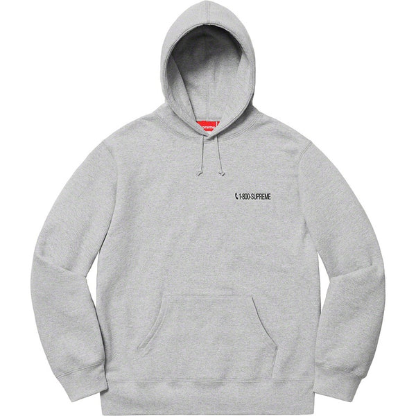 Supreme 1-800 Hooded Sweatshirt Grey 2019