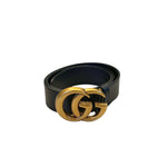 Load image into Gallery viewer, Gucci GG Marmont Belt Black Leather Gold-tone Hardware (Like new) YM6WVRH
