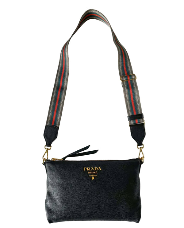 Prada Vitello Daino Crossbody Bag Black (Like new) 2BJXR4B
