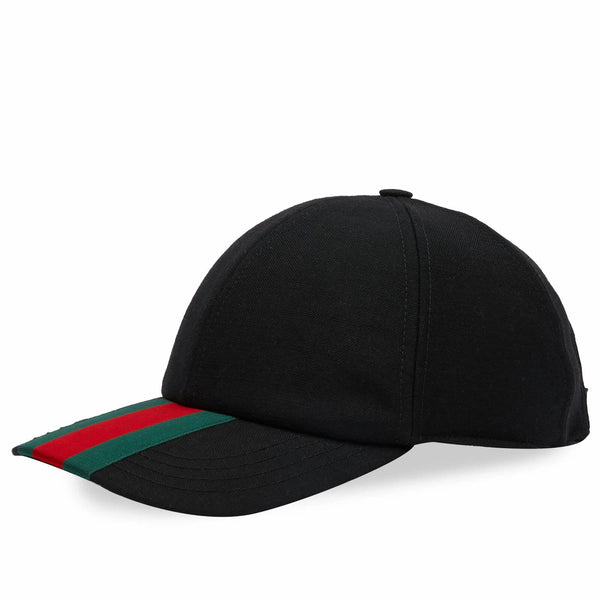 Gucci Canvas Baseball Hat with Web in Black
