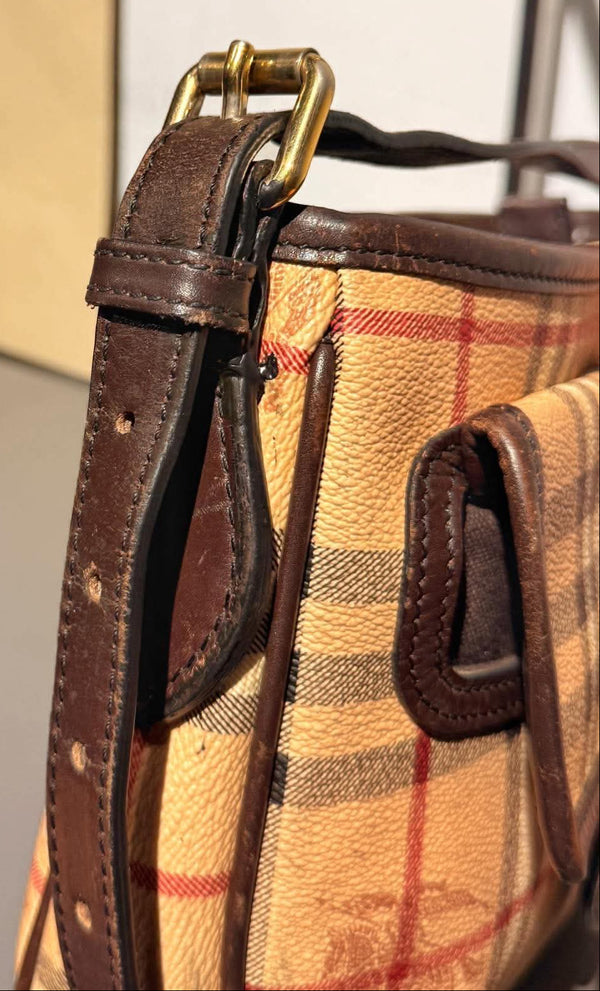Burberry Haymarket Check Coated Canvas Crossbody Bag (Pre-owned)