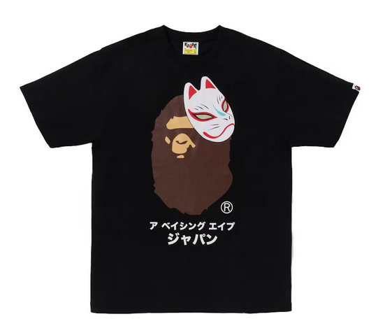 BAPE Japanese Fox Mask Tee Black â shoegamemanila