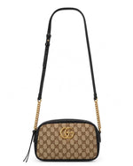 Load image into Gallery viewer, Gucci Beige/Ebony GG Diagonal Quilted Canvas Marmont Small Camera Bag (Like new) VM8BD27
