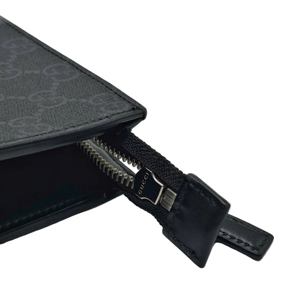 Gucci GG Supreme Monogram Selleria Calfskin Web New Web Cosmetic Case Black (Like new) CTRDQ6B