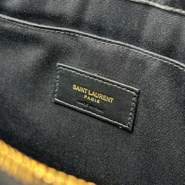 Saint Laurent Black Matelasse Quilted Leather Monogram New Jolie Pouch Wristlet (Like new) BQM6DK9