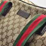 Load image into Gallery viewer, Gucci Web Strap Side Snap Carry On Duffle Bag GG Canvas Large travel bag (Pre-owned) 84327YK
