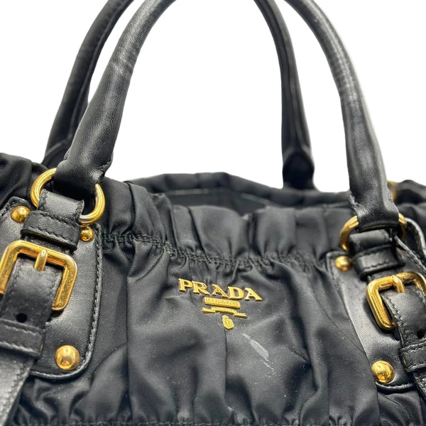 Prada Black Gaufre Tessuto Nylon Shopping Tote Bag (Pre-owned) 87X8449