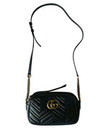 Load image into Gallery viewer, Gucci GG Marmont Small Camera Bag Black Matelasse Leather (Pre-owned) G3YKJ9X
