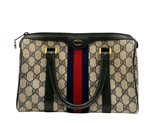 Gucci Boston Handbag GG monogram Canvas Leather (Pre-owned) KT4KWC3
