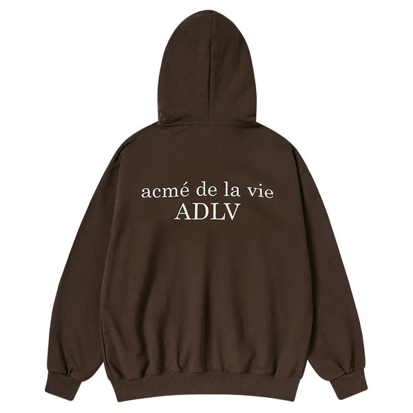ADLV Basic Logo Napping Hoodie Zip Up Dark Brown Regular