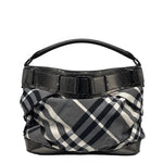 Load image into Gallery viewer, Burberry Metallic Grey Beat Check Nylon and Leather Shoulder Bag (Pre-owned)
