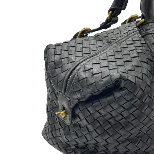 Bottega Veneta Black Intrecciato Woven Nappa Leather Montaigne Satchel Bag (Pre-owned) HCQ79BT