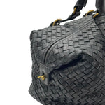 Load image into Gallery viewer, Bottega Veneta Black Intrecciato Woven Nappa Leather Montaigne Satchel Bag (Pre-owned) HCQ79BT
