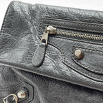 Load image into Gallery viewer, Balenciaga Gris Fossile Lambskin Leather Giant 12 Silver Envelope Clutch Crossbody W/ Strap Bag (Like new) BXHY7T9
