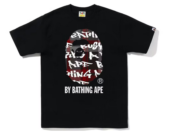 BAPE Graffiti Check By Bathing Ape Tee Black Black