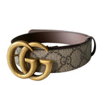 Load image into Gallery viewer, Gucci Beige/Brown GG Supreme Canvas and Leather GG Marmont Buckle Belt sz65 BRANDNEW
