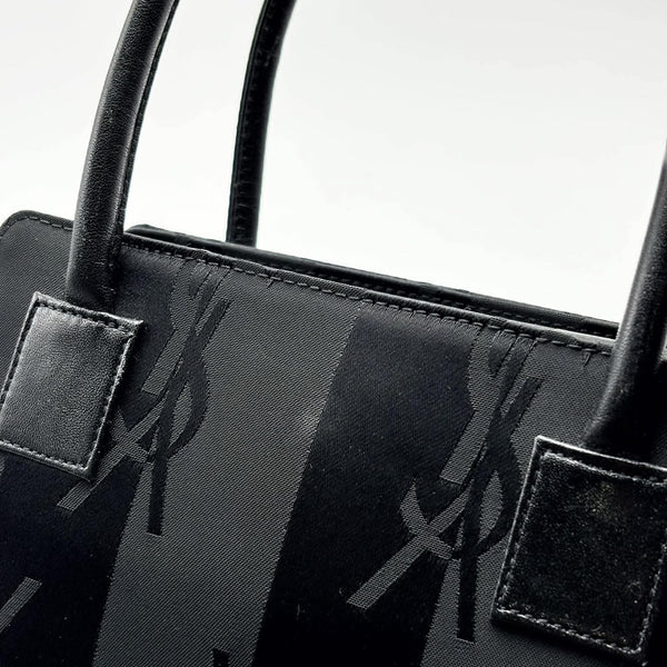 Saint Laurent Black Satin Tote Bag Vertical Stripes (Like new) 63BTXDG