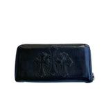 Load image into Gallery viewer, Chrome Hearts REC F ZIP Wallet 3 Cemetery Cross Patch black Leather (Vintage)
