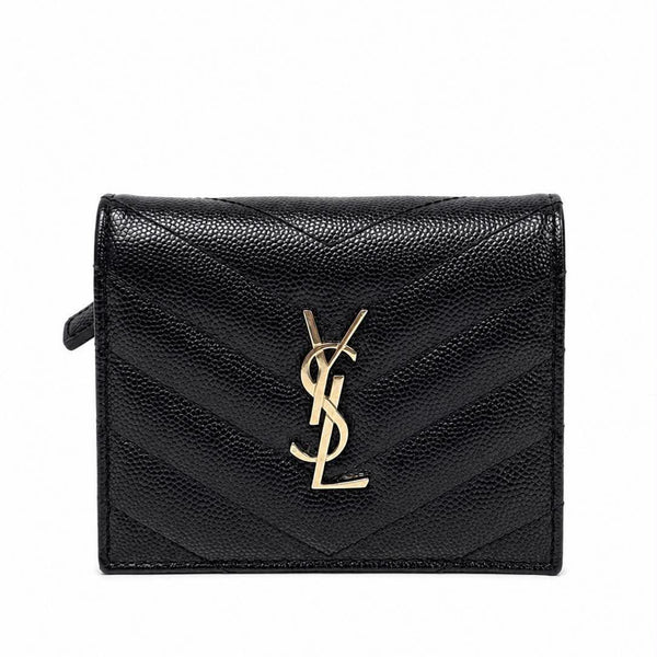 Saint Laurent Grain De Poudre Matelasse Chevron Monogram (Pre-owned)