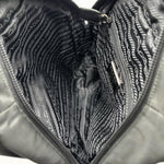 Load image into Gallery viewer, Prada Nylon Handbag Black Silver Triangle Logo (Pre-owned)
