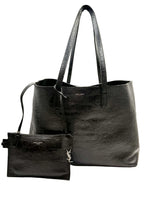 Load image into Gallery viewer, SAINT LAURENT Calfskin Crocodile Embossed Large Shopper Tote Black (Like new)
