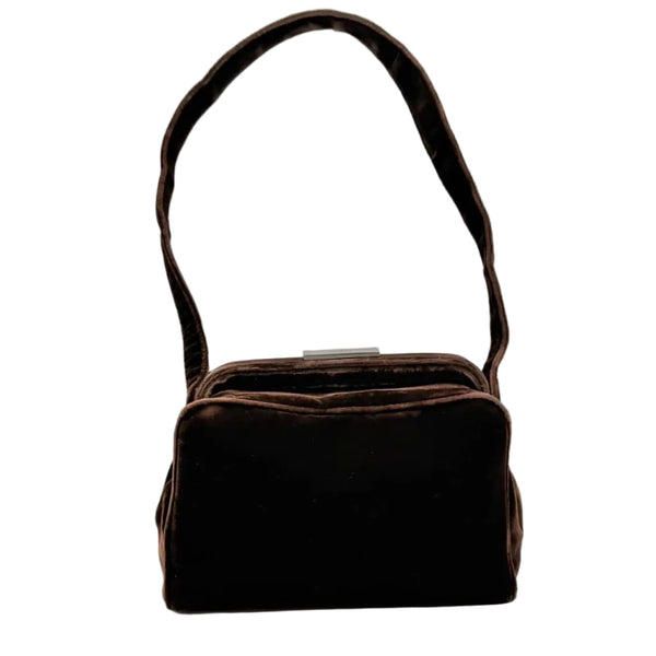 Prada Brown Velvet Top Handle Bag (Like new)