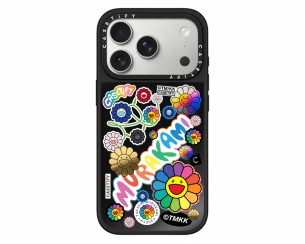 CASETIFY  x Takashi Murakami Flowers Sticker Mania iPhone 17 Pro Max Glaze Case Black