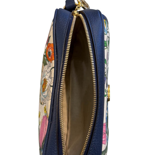 Gucci Blue Multicolor Flora Canvas Small Crossbody Bag (Pre-owned)