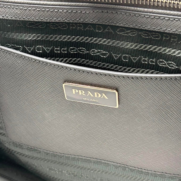 Prada 2015-2026 Medium Bicolor Saffiano Lux Galleria Satchel Grey (Like new) 8D976YD