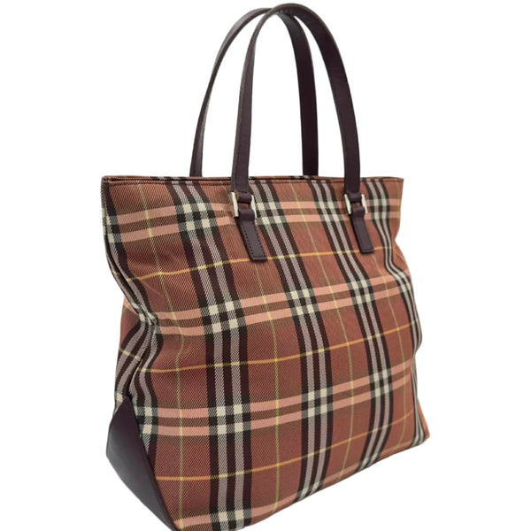 Burberry Blue Label Nova Check Mini Tote Bag with Brown Leather Trim (Like new)