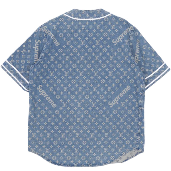 Supreme x Louis Vuitton Jacquard Denim Baseball Jersey Blue