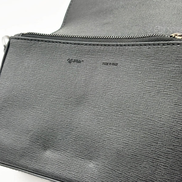 Off-White Saffiano Striped Mini Diag Binder Clip Bag Black White (Like new)