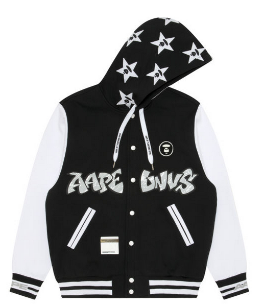 AAPE Moonface embroidered hooded baseball jacket – shoegamemanila