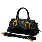 Load image into Gallery viewer, Prada Black Soft Calf Leather Satchel Bag W/ Long Strap (Pre-owned) RBCTQTV
