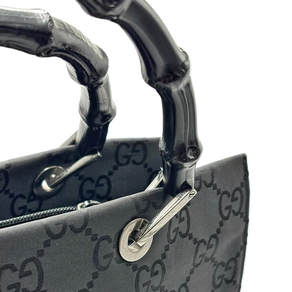 Gucci Nylon Monogram  Bamboo Shopper Tote Black (Pre-owned)