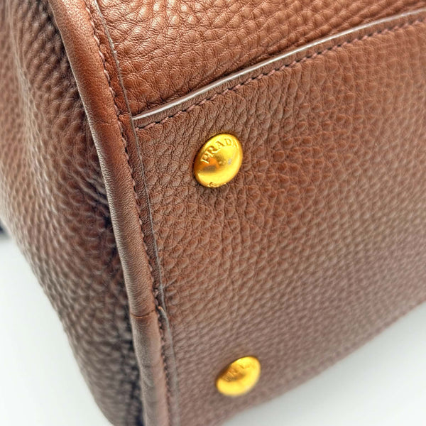 Prada Brown Vitello Daino Leather Zip Tote Bag (Pre-owned) GB3VKHK