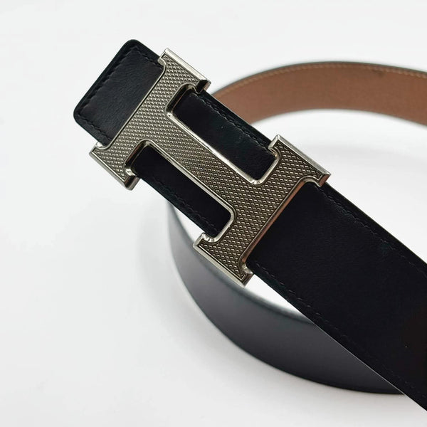 Hermes Leather Belt With Silver-Toned Buckle (Pre-owned)