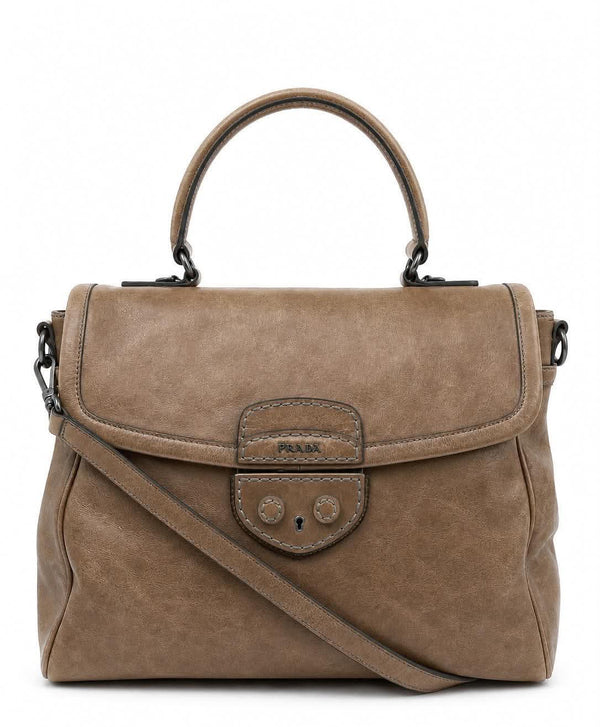 Prada Glace Calf Leather Top Handle Bag (Pre-owned) DKG2R4W