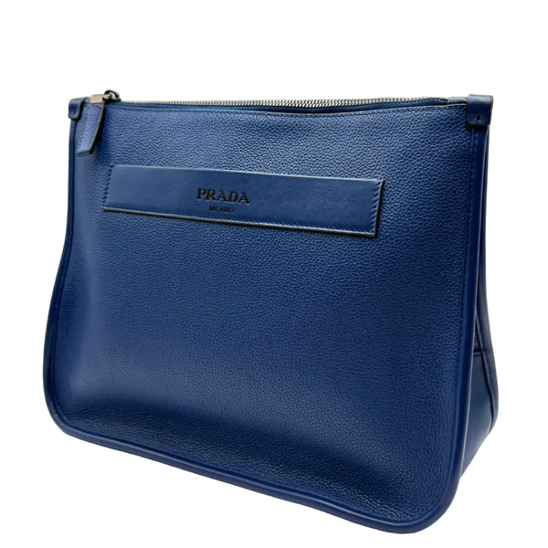 Prada Milano Clutch Bag Textured Leather (Pre-owned) 2BT8762